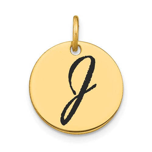 14k-polished-black-enamel-letter-j-initial-disk-charm-SolomonJeweler-Wichita-KS-CustomJewelry