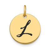 14k-polished-black-enamel-letter-l-initial-disk-charm-SolomonJeweler-Wichita-KS-CustomJewelry