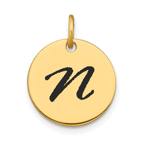 14k-polished-black-enamel-letter-n-initial-disk-charm-SolomonJeweler-Wichita-KS-CustomJewelry