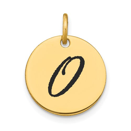 14k-polished-black-enamel-letter-o-initial-disk-charm-SolomonJeweler-Wichita-KS-CustomJewelry