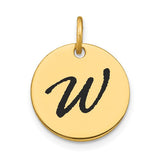 14k-polished-black-enamel-letter-w-initial-disk-charm-SolomonJeweler-Wichita-KS-CustomJewelry
