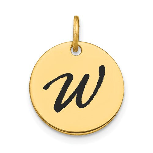 14k-polished-black-enamel-letter-w-initial-disk-charm-SolomonJeweler-Wichita-KS-CustomJewelry