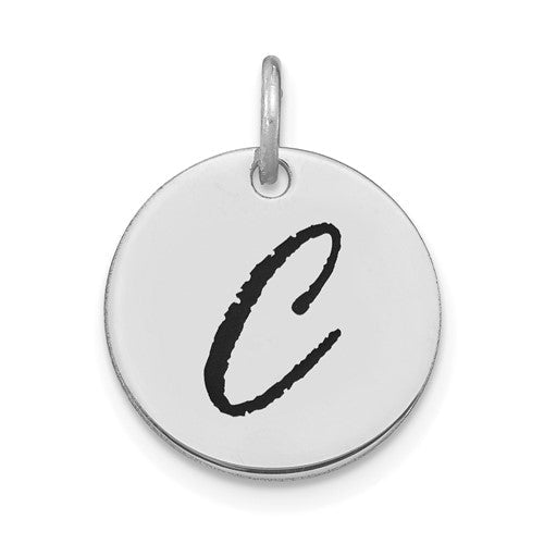 14kw-polished-black-enamel-letter-c-initial-disk-charm-SolomonJeweler-Wichita-KS-CustomJewelry