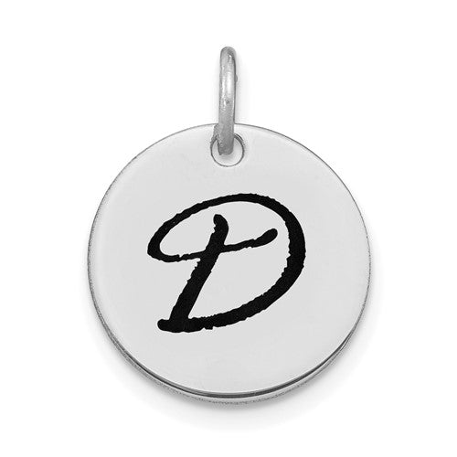 14kw-polished-black-enamel-letter-d-initial-disk-charm-SolomonJeweler-Wichita-KS-CustomJewelry