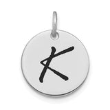 14kw-polished-black-enamel-letter-k-initial-disk-charm-SolomonJeweler-Wichita-KS-CustomJewelry