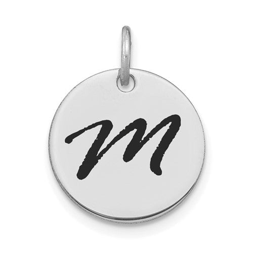 14kw-polished-black-enamel-letter-m-initial-disk-charm-SolomonJeweler-Wichita-KS-CustomJewelry