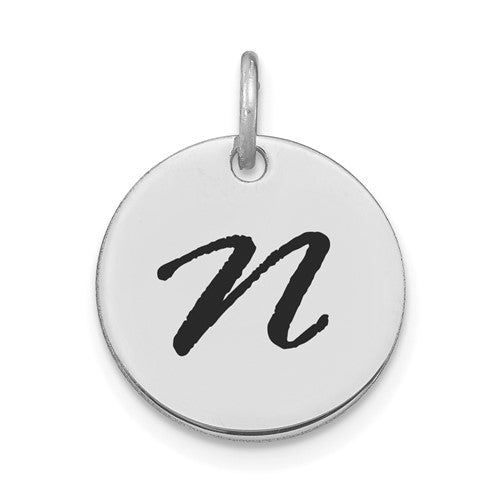14kw-polished-black-enamel-letter-n-initial-disk-charm-SolomonJeweler-Wichita-KS-CustomJewelry