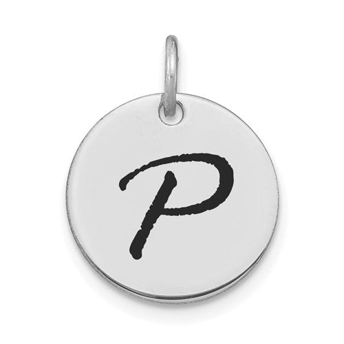 14kw-polished-black-enamel-letter-p-initial-disk-charm-SolomonJeweler-Wichita-KS-CustomJewelry