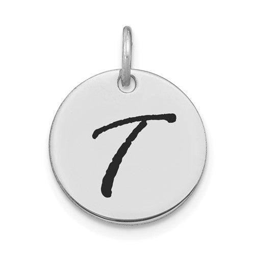 14kw-polished-black-enamel-letter-t-initial-disk-charm-SolomonJeweler-Wichita-KS-CustomJewelry