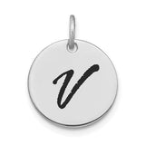 14kw-polished-black-enamel-letter-v-initial-disk-charm-SolomonJeweler-Wichita-KS-CustomJewelry
