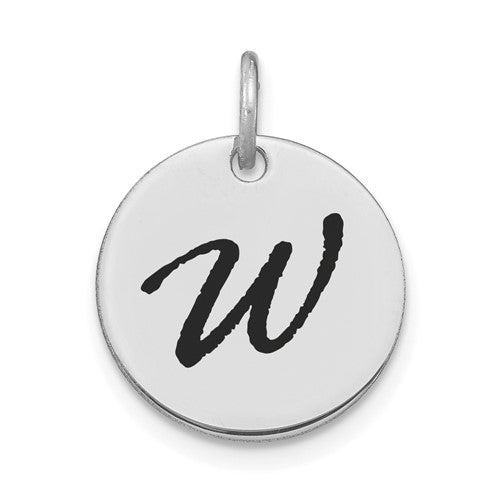 14kw-polished-black-enamel-letter-w-initial-disk-charm-SolomonJeweler-Wichita-KS-CustomJewelry
