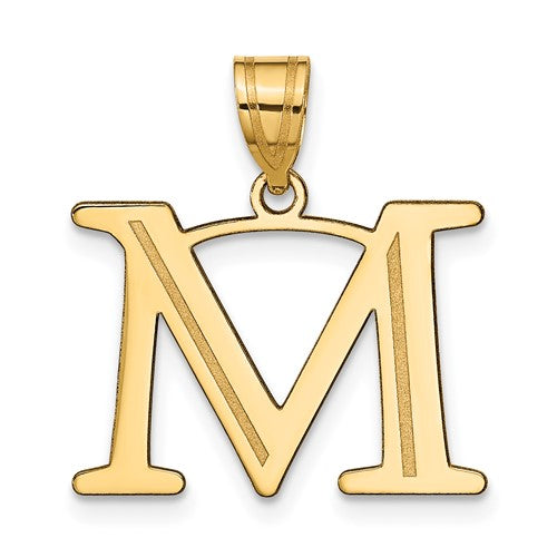 14k-polished-etched-letter-m-initial-pendant-SolomonJeweler-Wichita-KS-CustomJewelry