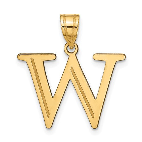 14k-polished-etched-letter-w-initial-pendant-SolomonJeweler-Wichita-KS-CustomJewelry