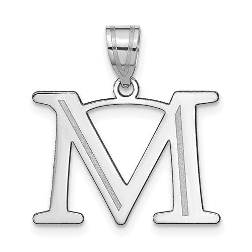 14kw-polished-etched-letter-m-initial-pendant-SolomonJeweler-Wichita-KS-CustomJewelry