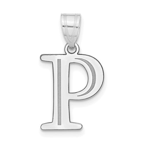14kw-polished-etched-letter-p-initial-pendant-SolomonJeweler-Wichita-KS-CustomJewelry