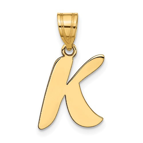 14k-polished-script-letter-k-initial-pendant-SolomonJeweler-Wichita-KS-CustomJewelry