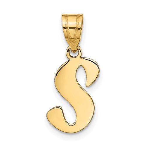 14k-polished-script-letter-s-initial-pendant-SolomonJeweler-Wichita-KS-CustomJewelry