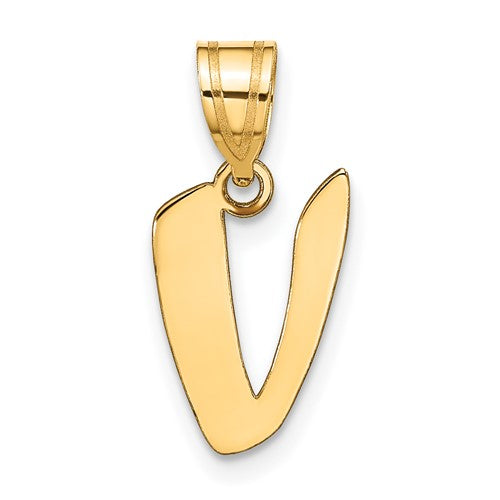 14k-polished-script-letter-v-initial-pendant-SolomonJeweler-Wichita-KS-CustomJewelry