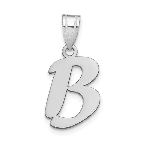 14kw-polished-script-letter-b-initial-pendant-SolomonJeweler-Wichita-KS-CustomJewelry