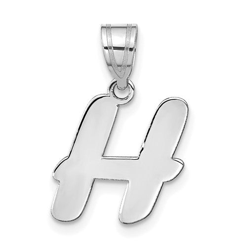 14kw-polished-script-letter-h-initial-pendant-SolomonJeweler-Wichita-KS-CustomJewelry