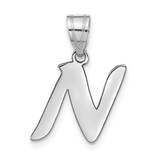 14kw-polished-script-letter-n-initial-pendant-SolomonJeweler-Wichita-KS-CustomJewelry