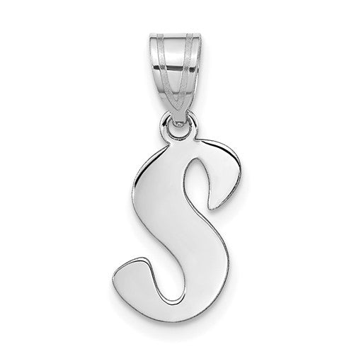 14kw-polished-script-letter-s-initial-pendant-SolomonJeweler-Wichita-KS-CustomJewelry