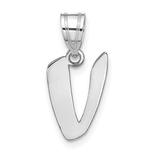 14kw-polished-script-letter-v-initial-pendant-SolomonJeweler-Wichita-KS-CustomJewelry