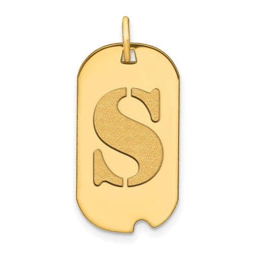 14k-polished-letter-s-initial-dog-tag-pendant-SolomonJeweler-Wichita-KS-CustomJewelry