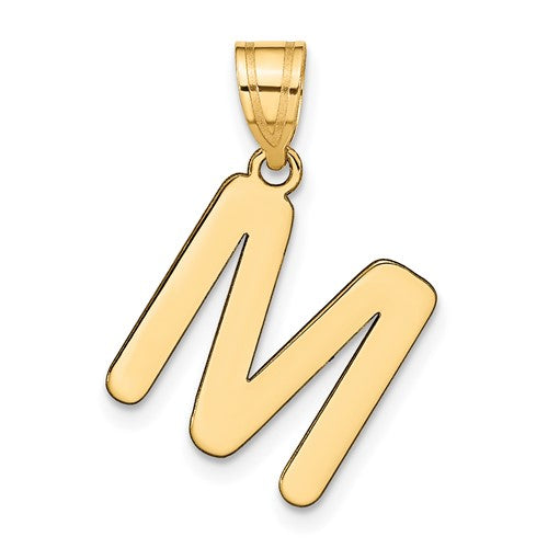 14k-polished-bubble-letter-m-initial-pendant-SolomonJeweler-Wichita-KS-CustomJewelry