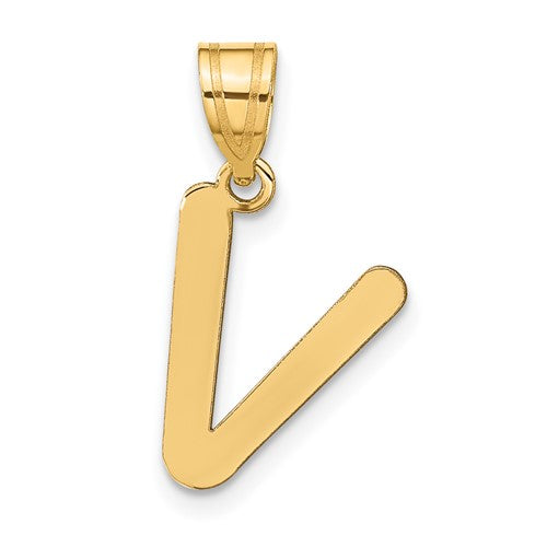 14k-polished-bubble-letter-v-initial-pendant-SolomonJeweler-Wichita-KS-CustomJewelry