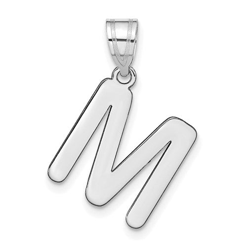 14kw-polished-bubble-letter-m-initial-pendant-SolomonJeweler-Wichita-KS-CustomJewelry