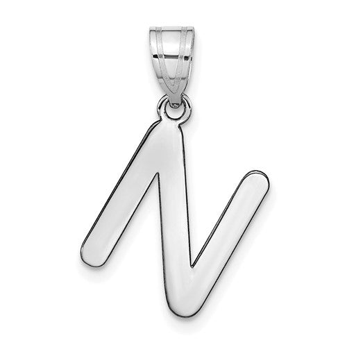 14kw-polished-bubble-letter-n-initial-pendant-SolomonJeweler-Wichita-KS-CustomJewelry