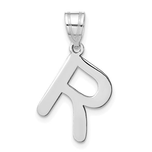 14kw-polished-bubble-letter-r-initial-pendant-SolomonJeweler-Wichita-KS-CustomJewelry
