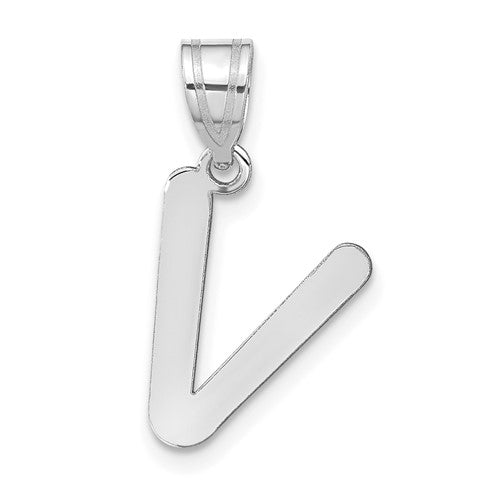 14kw-polished-bubble-letter-v-initial-pendant-SolomonJeweler-Wichita-KS-CustomJewelry