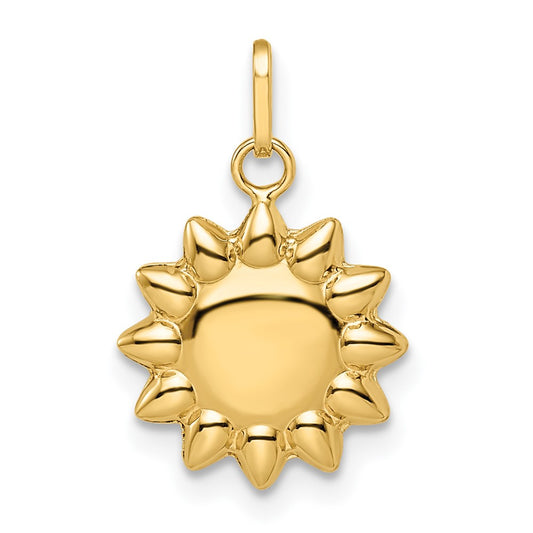 14k Polished Puffed Sun Pendant - Solomon Jewelers