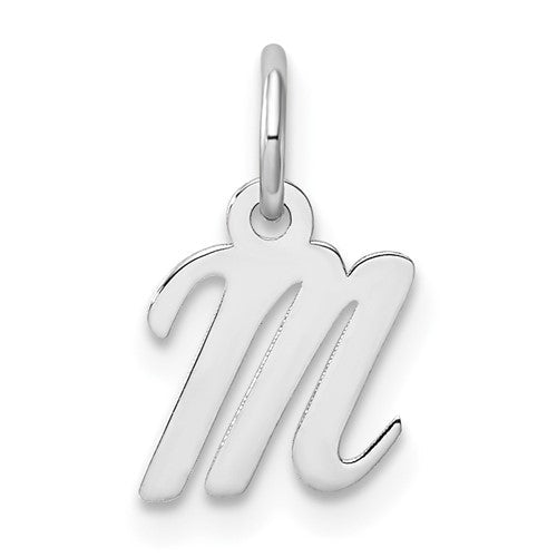 14k-white-gold-small-script-letter-m-initial-charm-SolomonJeweler-Wichita-KS-CustomJewelry