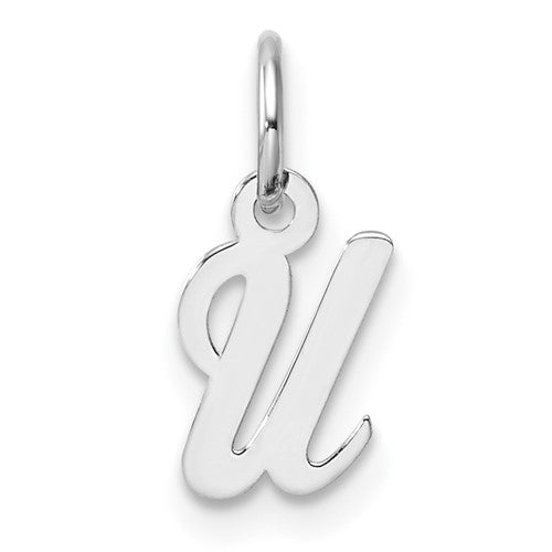 14k-white-gold-small-script-letter-u-initial-charm-SolomonJeweler-Wichita-KS-CustomJewelry