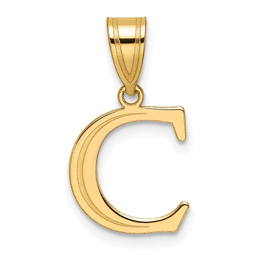14k-polished-etched-letter-c-initial-pendant-SolomonJeweler-Wichita-KS-CustomJewelry