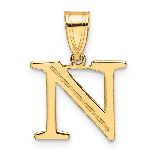 14k-polished-etched-letter-n-initial-pendant-SolomonJeweler-Wichita-KS-CustomJewelry