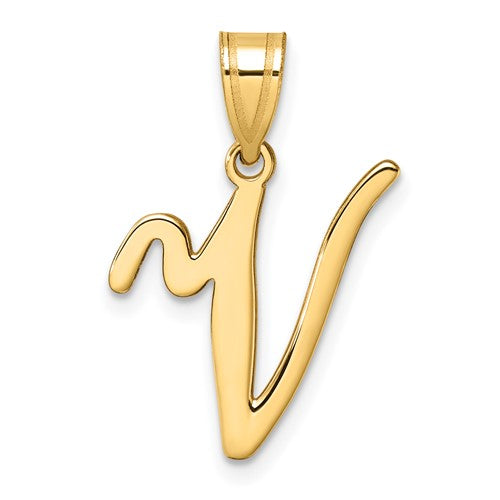 14k-script-letter-v-initial-pendant-SolomonJeweler-Wichita-KS-CustomJewelry