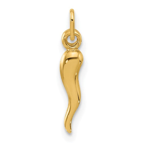 14k-polished-hollow-italian-horn-pendant-SolomonJeweler-Wichita-KS-CustomJewelry