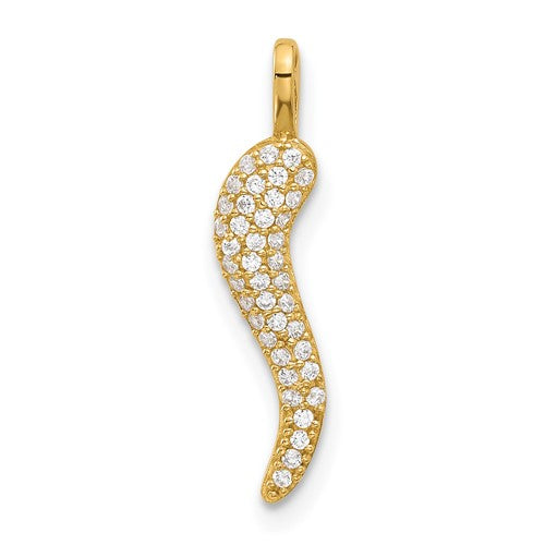 14k-polished-cz-small-italian-horn-pendant-SolomonJeweler-Wichita-KS-CustomJewelry