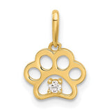 14k-polished-cz-paw-print-pendant-SolomonJeweler-Wichita-KS-CustomJewelry