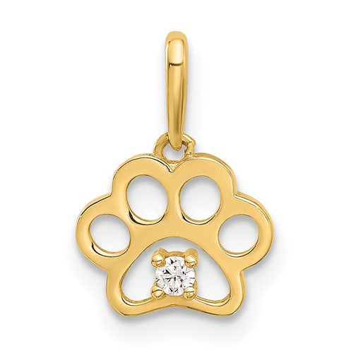 14k-polished-cz-paw-print-pendant-SolomonJeweler-Wichita-KS-CustomJewelry
