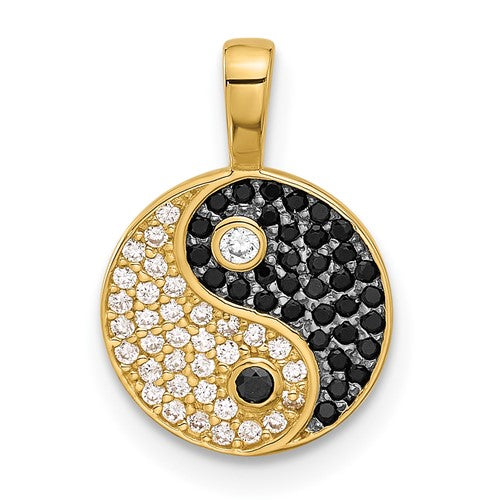 14k-with-rhodium-black-and-clear-cz-yin-and-yang-pendant-SolomonJeweler-Wichita-KS-CustomJewelry