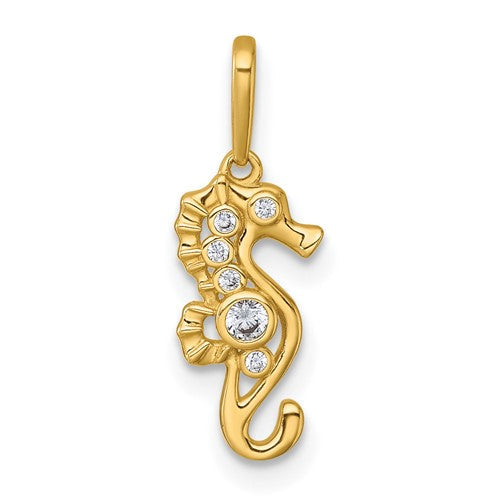 14k-polished-cz-seahorse-pendant-SolomonJeweler-Wichita-KS-CustomJewelry