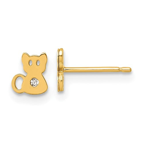 14k-polished-cz-cat-post-earrings-SolomonJeweler-Wichita-KS-CustomJewelry