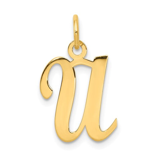 14ky-script-letter-u-initial-charm-SolomonJeweler-Wichita-KS-CustomJewelry