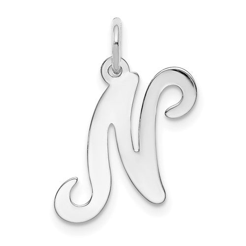14kw-white-gold-script-letter-n-initial-charm-SolomonJeweler-Wichita-KS-CustomJewelry