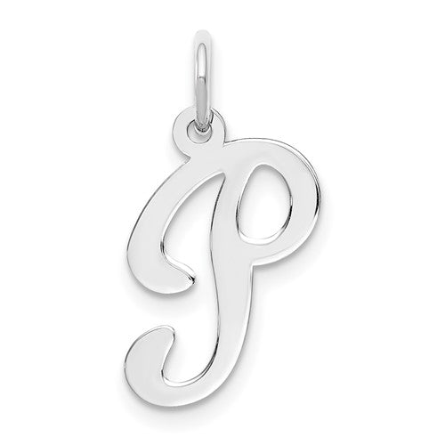 14kw-white-gold-script-letter-p-initial-charm-SolomonJeweler-Wichita-KS-CustomJewelry